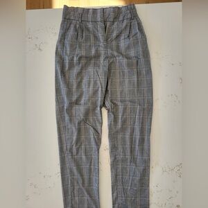 le chateau Gray Plaid Straight-Leg Trousers